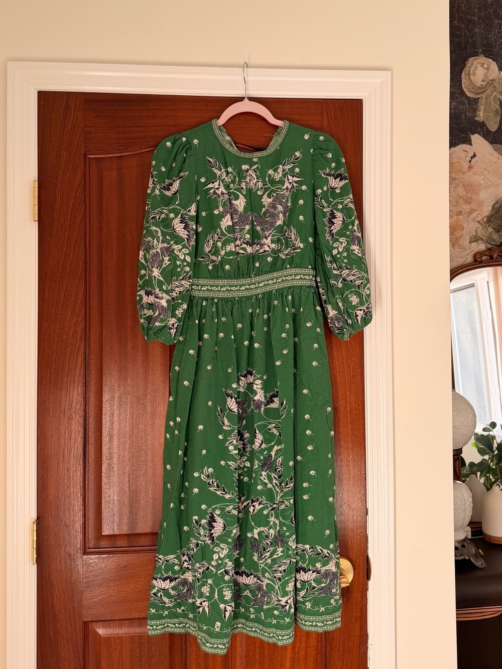 Green Floral Long Sleeve Dress